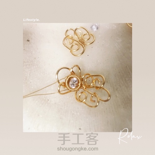 宫廷风格组合绕线包钻水晶耳环,六段钳的应用 第33步