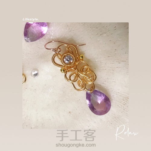 宫廷风格组合绕线包钻水晶耳环,六段钳的应用 第35步