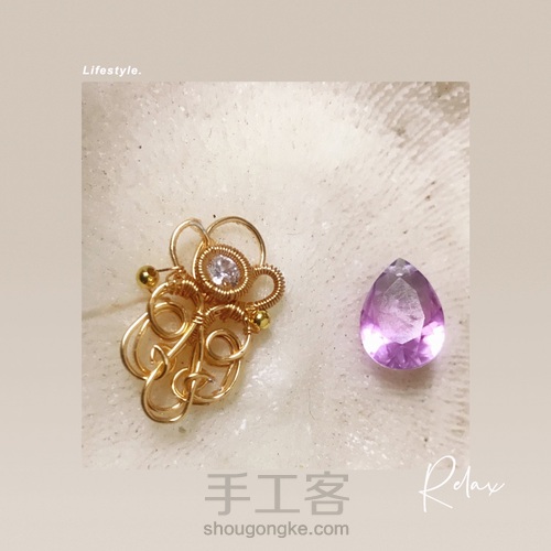 宫廷风格组合绕线包钻水晶耳环,六段钳的应用 第36步