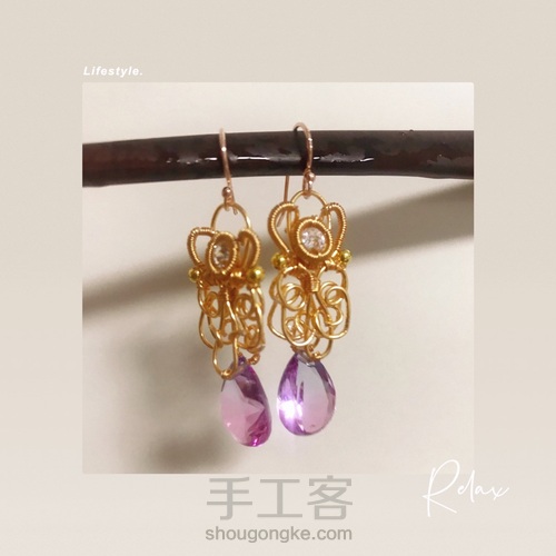 宫廷风格组合绕线包钻水晶耳环,六段钳的应用 第37步