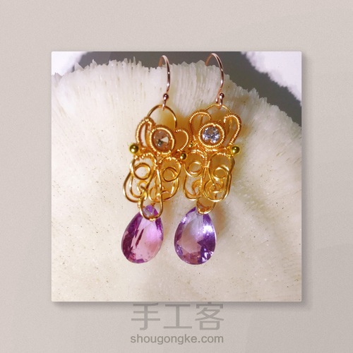 宫廷风格组合绕线包钻水晶耳环,六段钳的应用 第43步