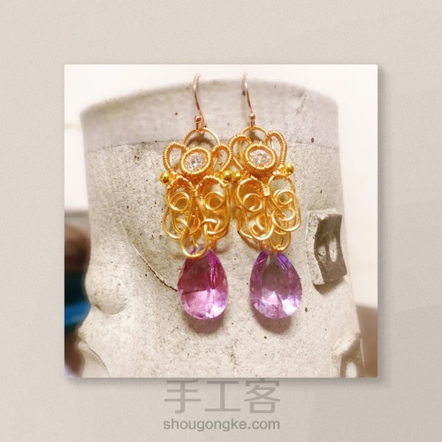 宫廷风格组合绕线包钻水晶耳环,六段钳的应用 第45步