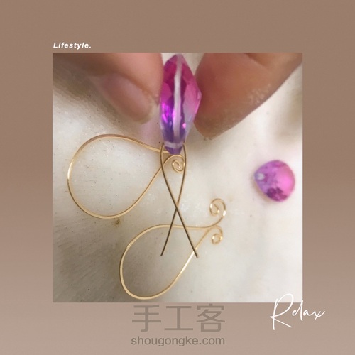 新手也能做的欧美风大水晶耳环 第5步