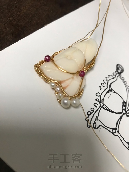 陌陌珊瑚带留改造绕线吊坠 第5步