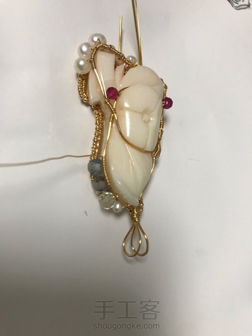 陌陌珊瑚带留改造绕线吊坠 第7步