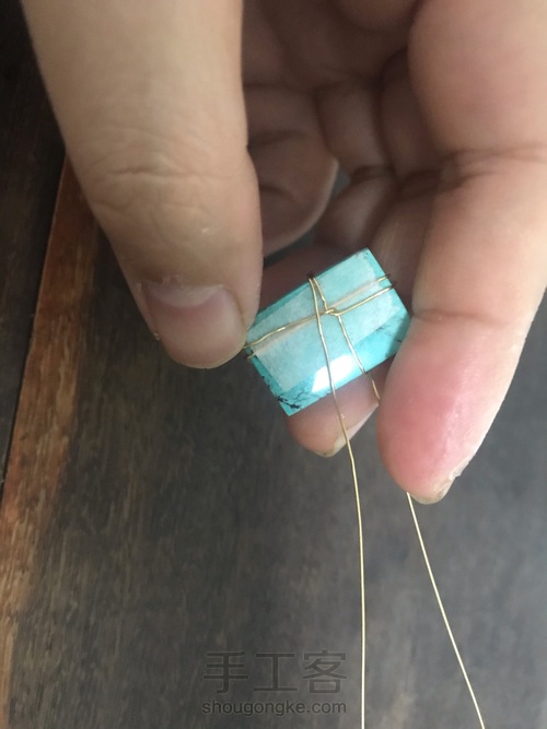 方形石十字绕线 包金艺术绕线 第4步