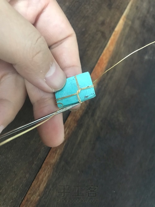 方形石十字绕线 包金艺术绕线 第6步
