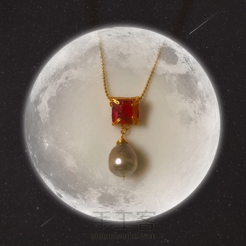 夹镶碧玺方形切面珠吊大溪地巴洛克珍珠 第15步