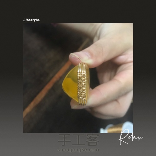 厚料金珀绕线吊坠简约大气 第4步