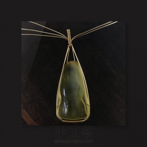 厚料金珀绕线吊坠简约大气 第19步