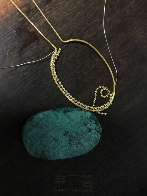 绿松石网包夹珠链吊坠 第4步