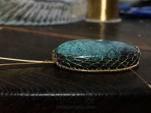 绿松石网包夹珠链吊坠 第10步