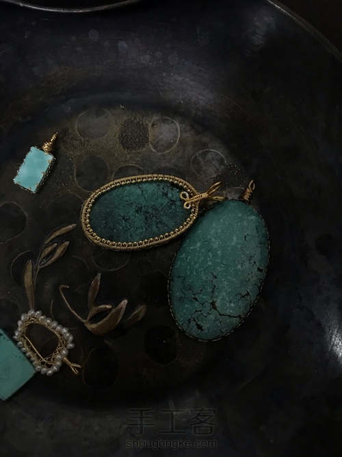 绿松石网包夹珠链吊坠 第17步