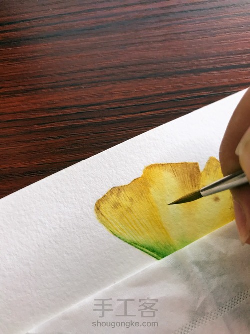 秋风瑟瑟-银杏水彩画法 第14步