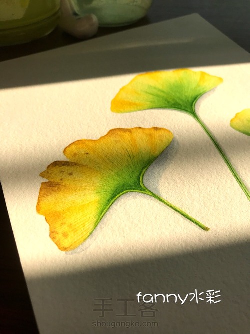 秋风瑟瑟-银杏水彩画法 第17步