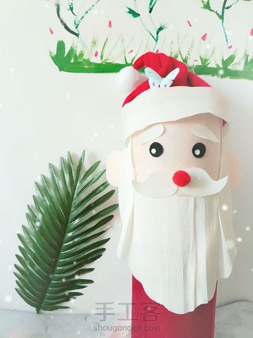 奶粉罐做一个圣诞老人 第11步