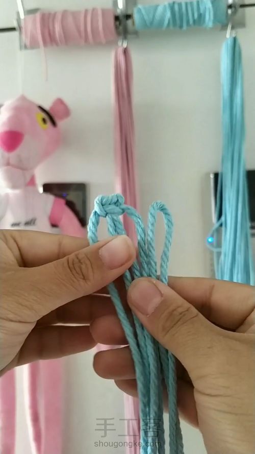 蓝粉红颜 撞色背包编织教程 第11步
