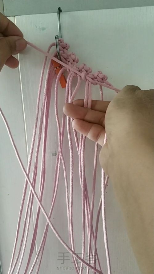 蓝粉红颜 撞色背包编织教程 第9步