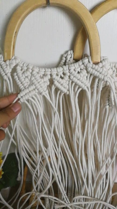 手工编织教程 白色斜纹手提包 第24步