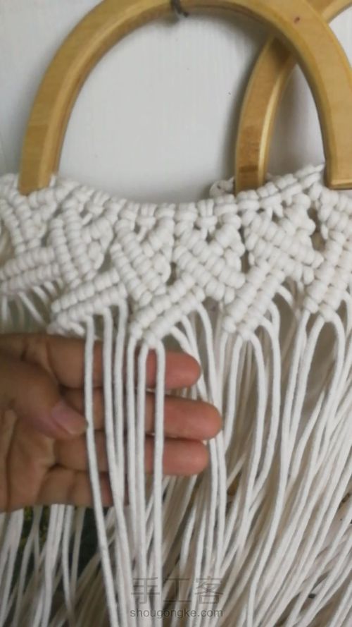 手工编织教程 白色斜纹手提包 第25步