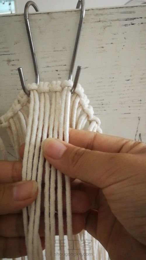 【原创】小蜗牛编织社 结绳艺术手工编织包包 第6步