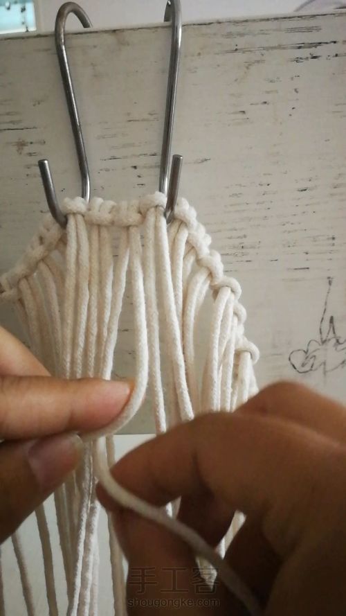 【原创】小蜗牛编织社 结绳艺术手工编织包包 第7步