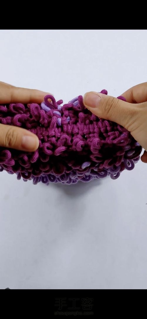 紫色小毛圈包包 编织教程 新手零基础教程 第43步