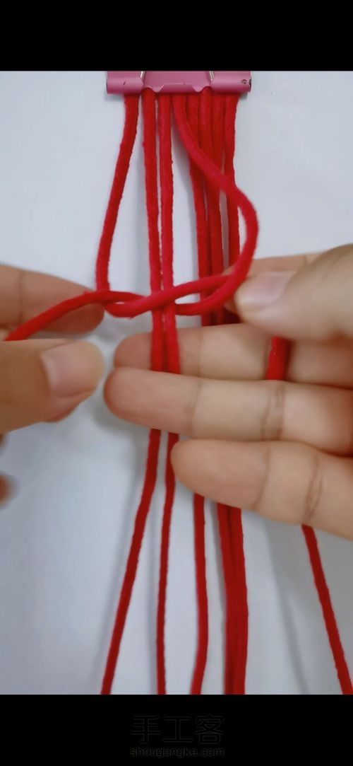结绳艺术编织皮革包包 第6步