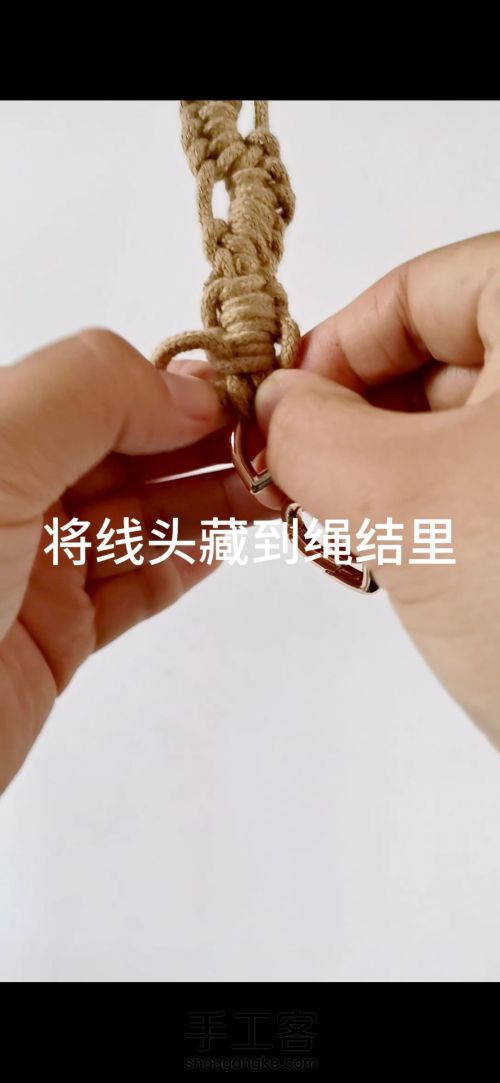 【原创】手工编绳包包斜挎背带 macrame 结绳包带 第29步
