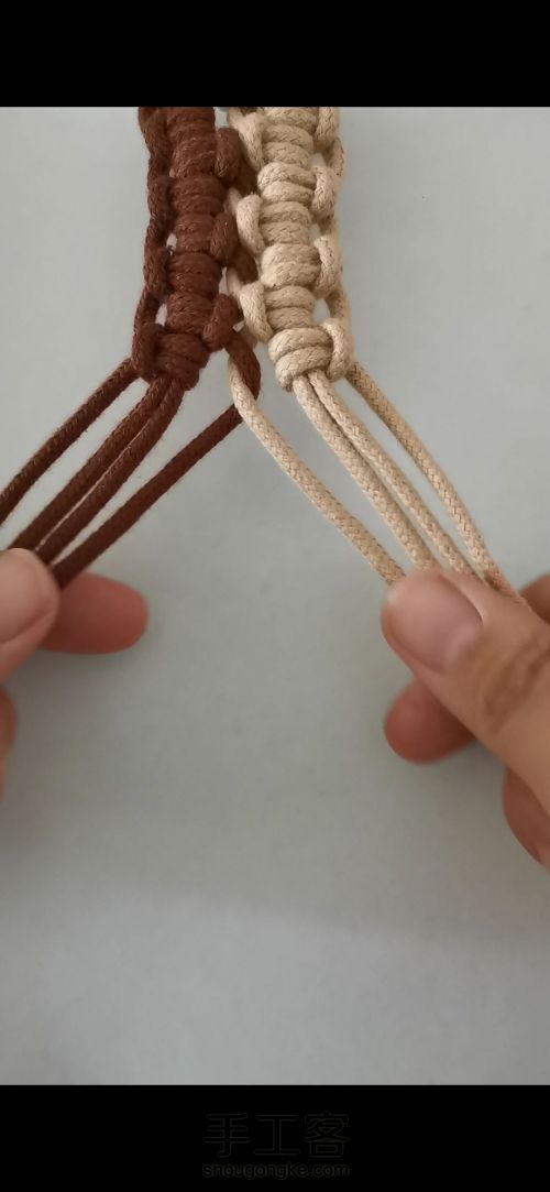 【原创】云雀结的应用 手工编织结绳 基础结教程 第39步