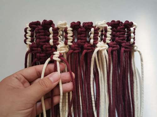 【原创】红酒探戈格纹手编包 小蜗牛编织社 第21步