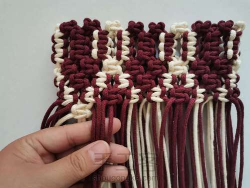 【原创】红酒探戈格纹手编包 小蜗牛编织社 第31步