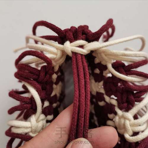 【原创】红酒探戈格纹手编包 小蜗牛编织社 第36步