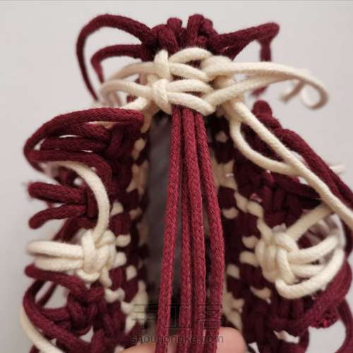 【原创】红酒探戈格纹手编包 小蜗牛编织社 第37步