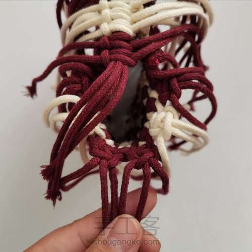 【原创】红酒探戈格纹手编包 小蜗牛编织社 第38步