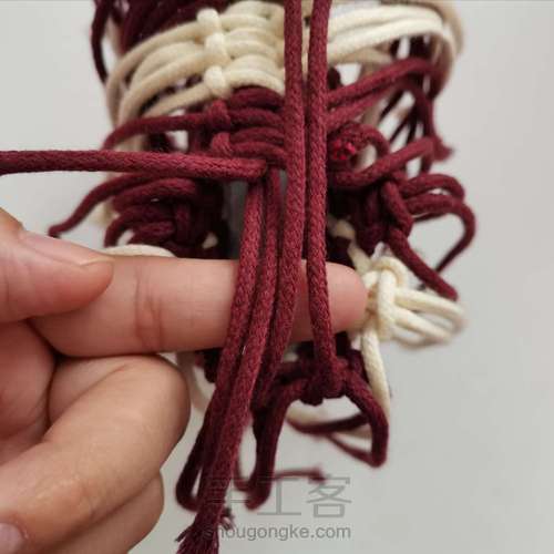 【原创】红酒探戈格纹手编包 小蜗牛编织社 第39步