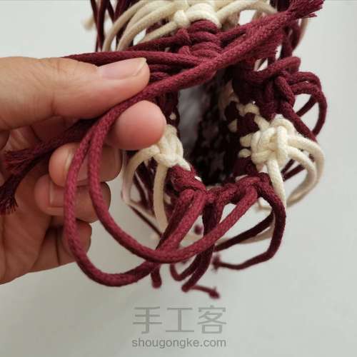 【原创】红酒探戈格纹手编包 小蜗牛编织社 第40步