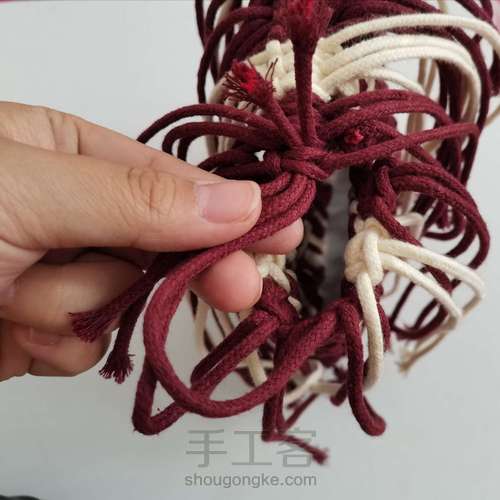 【原创】红酒探戈格纹手编包 小蜗牛编织社 第41步