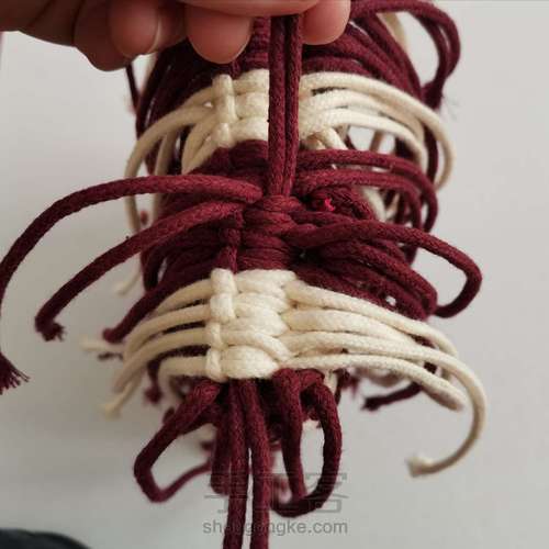 【原创】红酒探戈格纹手编包 小蜗牛编织社 第44步