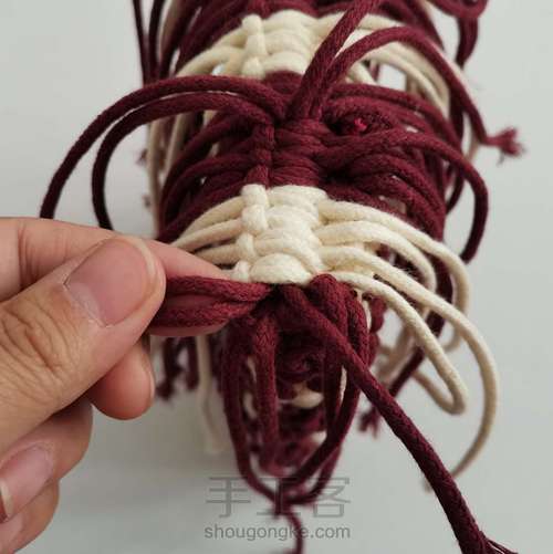 【原创】红酒探戈格纹手编包 小蜗牛编织社 第45步