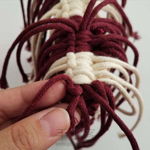 【原创】红酒探戈格纹手编包 小蜗牛编织社 第46步