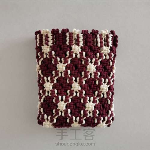 【原创】红酒探戈格纹手编包 小蜗牛编织社 第50步