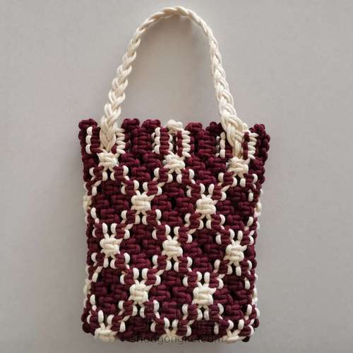 【原创】红酒探戈格纹手编包 小蜗牛编织社 第52步