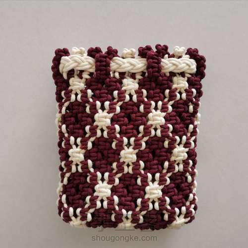 【原创】红酒探戈格纹手编包 小蜗牛编织社 第53步