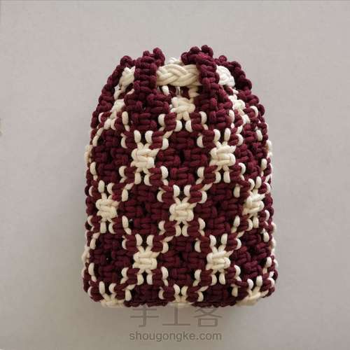 【原创】红酒探戈格纹手编包 小蜗牛编织社 第54步