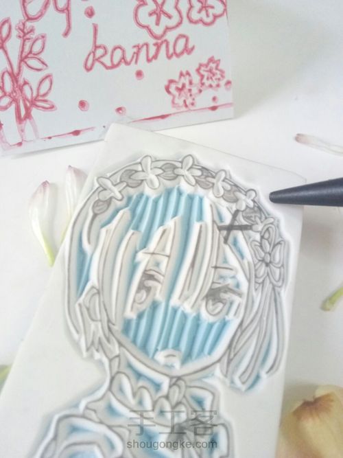 (橡皮章教程)来一只可爱的拉姆吧! 第9步