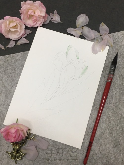 （原创）水彩郁金香 第2步