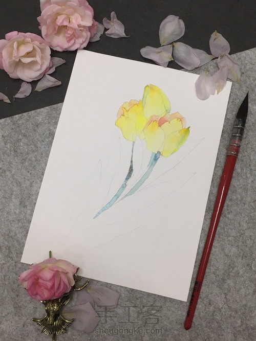 （原创）水彩郁金香 第5步