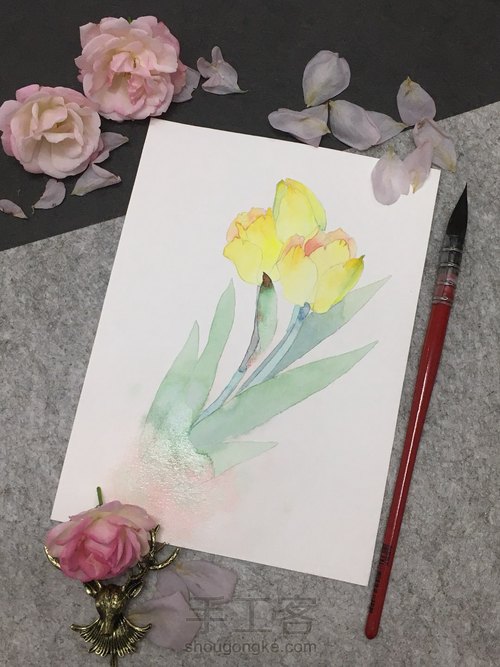 （原创）水彩郁金香 第6步
