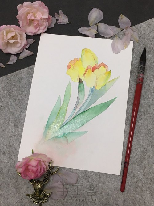 （原创）水彩郁金香 第7步